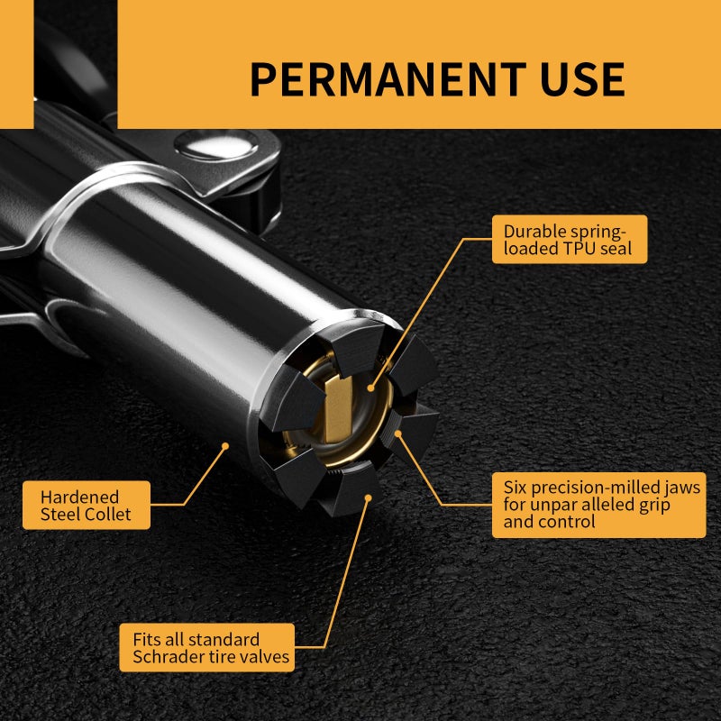 MIFMIA Locking Air Chuck  Heavy Duty with Six Steel Jaws  Locks onto Any Tire Valve  No Leaks or Pop-Offs  Rated to 150 PSI - Closed Flow - Image 4